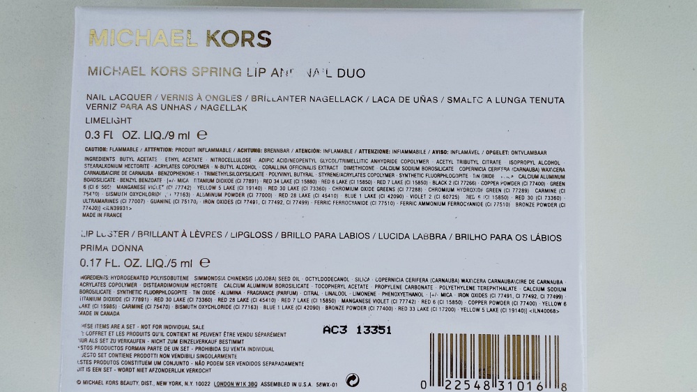 Michael Kors - Spring Makeup Duo - Nailpolish and Lipgloss - back